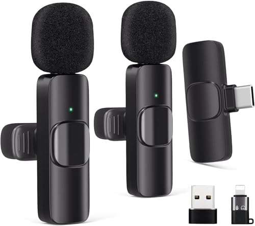 Wireless Lavalier Microphones for iPhone, Android Phone | Professional Wireless Mini Microphone for Phone, Video Recording, Podcasts, Vlog, YouTube, TikTok Computer 2 Packs - color: Black, size: 2