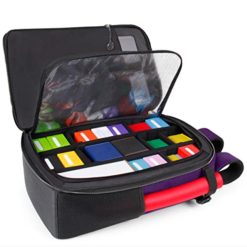 ENHANCE MTG Backpack TCG Card Storage - TCG Backpack for Deck Boxes, Sleeved Cards, Playmats, MTG Accessories - Customizable Organization Protected by Built-in Defender Screen - color: Dragon Purple