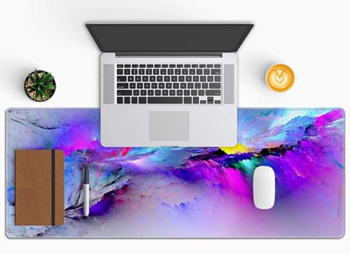 Gaming Mouse Pad Large,Abstract Spray Paint Mouse Pad Gaming Mouse Mat Desk Pad,31.5 x 11.8 Desk Mat Mouse Pads for Desk,Extended Keyboard Mousepad with Non-Slip Base and Stitched Edge - color: Abstract Spray Paint