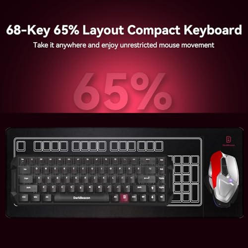 DarkBeacon Blade68 Wired Mechanical Keyboard 65%, Silent Switches, Quiet Typing, Hot Swappable, Gasket Structure, N-Key Rollover, 8000Hz, RGB Backlit, Campact Gaming Keyboard for PC Win/Mac - color: 68-Key Black