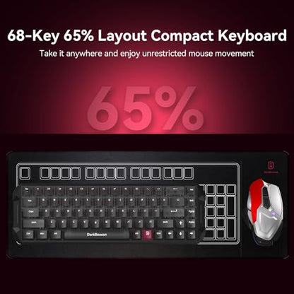 DarkBeacon Blade68 Wired Mechanical Keyboard 65%, Silent Switches, Quiet Typing, Hot Swappable, Gasket Structure, N-Key Rollover, 8000Hz, RGB Backlit, Campact Gaming Keyboard for PC Win/Mac - color: 68-Key Black