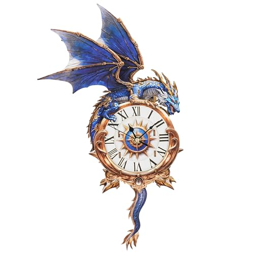 KAAYEE 3D Puzzles for Adults Blue Dragon Clock DIY Wooden Puzzle Craft | Wooden Puzzles for Adults Clock Kit (with Pendulum) for Men Women Creative Gift Home Wall Decor Brain Teaser Christmas - color: Blue Dragon Clock