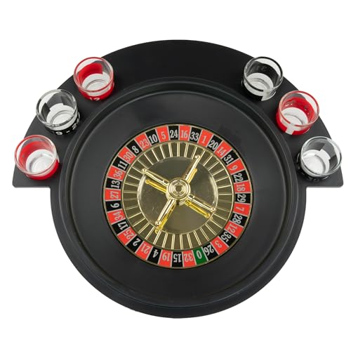 Spin to Win: Fairly Odd Novelties Shot Glass Roulette Set, 6 Glasses, 2 Balls, Party Favorite, Perfect for Groups, 11.25" Diameter - size: 6PCS Set