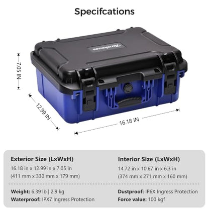 Sports Card Storage Box, Extra Large Graded Card Case, Waterproof Hard Case | Sports Card Case with 8 Adjustable Dividers; Fits All PSA, BGS, SGC, CGC and CSG Slabs, Top Loaders and Magnetic Card Holders - color: Extra-Large Capacity / Black＆Blue