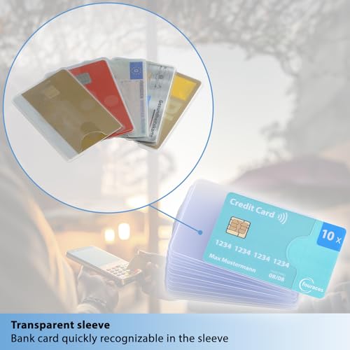 credit card sleeves - 10-pack - sturdy transparent plastic sleeve - protector for cards, protection