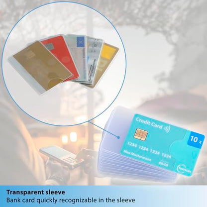 credit card sleeves - 10-pack - sturdy transparent plastic sleeve - protector for cards, protection