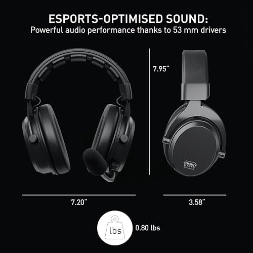 H3 Wireless, Cordless Gaming Headset, Esports-Optimized Sound, Ideal for Gaming, Streaming & Music, Detachable Microphone, Comfortable Fit, Black