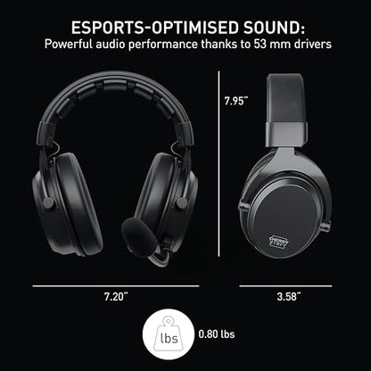 H3 Wireless, Cordless Gaming Headset, Esports-Optimized Sound, Ideal for Gaming, Streaming & Music, Detachable Microphone, Comfortable Fit, Black