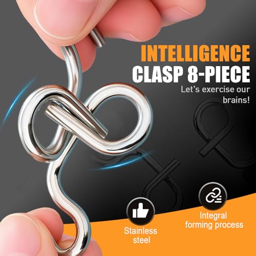 Metal Brain Teaser Puzzles Ring, 3D Interlocking Metal Wire IQ Logic Game, Challenging Iron Ring Puzzle for Adults, Educational Party Favor Travel Thinking(Type 1)