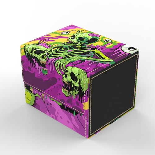 (Melting Skulls) 100% Hand-Drawn TCG/MTG 100+ Card Vault Deck Box - style: Melting Skulls