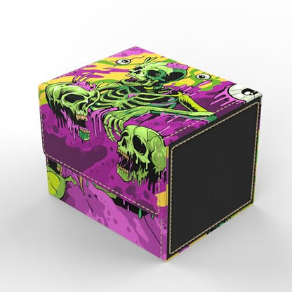 (Melting Skulls) 100% Hand-Drawn TCG/MTG 100+ Card Vault Deck Box - style: Melting Skulls