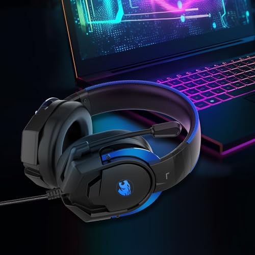 IMYB A88 Gaming Headset with Microphone, Stereo Wired Noise Cancelling Over-Ear Headphones with Mic for Pc, Ps5, Xbox One Series X/s, Ps4, Computer, Laptop, Mac, Nintendo, Gamer (Blue) - color: Blue