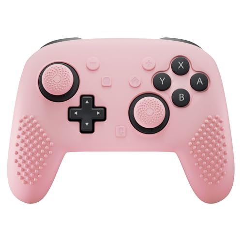 PlayVital Silicone Cover Skin for Nintendo Switch 2 Pro Controller – 3D Studded Edition Anti-Slip Grip Protector Case for Switch 2 Pro with Button Cap, Thumb Grips & Sticker - Cherry Blossoms Pink - color: Cherry Blossoms Pink