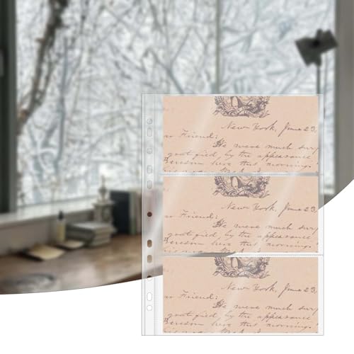 Mogoostry A4 Clear Sheet Protectors 3 Pocket Binder Sleeves 20 Sheets 11 Holes Side Open Banknote Protector Currency Collection Page Protector - color: 3-pocket