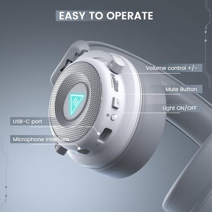 EKSA USB Gaming Headset for PC, Computer Gaming Headphones with Detachable Microphone Noise Cancelling, 7.1 Surround Sound, 50MM Driver, Wired Headset for PS4 PS5, Xbox One, Laptop (White) - color: White