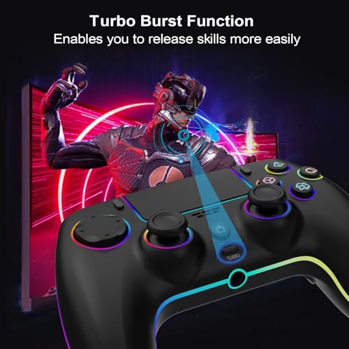 Wireless Controller for PS5 Pro/PlayStation-5/PC/Mac with Hall Effect joystick trigger/Back Paddles/Cool RGB/Motion Sensor/TURBO/3.5mm Audio Jack - Built-in Speakers Support P-S5 Console Audio
