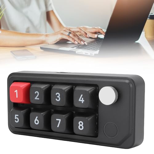 Zopsc Wired USB C Numeric Keypad, One Handed Macro Keyboard with 8 Programmable Keys, Hot Swap, Knob Control for Gaming Design Shortcuts, Black - color: Black