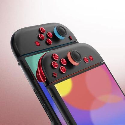 eXtremeRate DIY Replacement Full Set Buttons for Joycon 2, Custom ABXY Direction Keys Dpad + - C Home Capture Release L R ZR ZL Trigger Buttons for Nintendo Switch 2 Controller - Chrome Red - color: Chrome Red