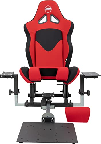 SimFab Modular Flight Simulator Cockpit For Combat Simulation. DCS Edition. Compatible With Thrustmaster Warthog, WinWing, VirPil, VKB And Alike Controls. Upgradable To General Aviation Or Sim Racing. - color: red seat