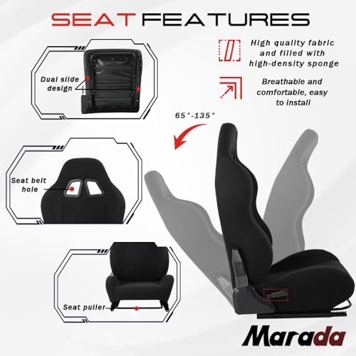 Marada Racing Simulator Cockpit with Comfort Seat Fit for Logitech G29 G920 G923, for Thrustmaster T300RS T500, for Fanatec, Upright Stable Driving Sim Stand,without Steering Wheel/Pedal/Shifter