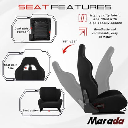 Marada Racing Simulator Cockpit with Comfort Seat Fit for Logitech G29 G920 G923, for Thrustmaster T300RS T500, for Fanatec, Upright Stable Driving Sim Stand,without Steering Wheel/Pedal/Shifter