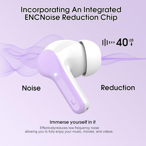 Wireless Earbuds, Bluetooth 5.4 Headphones HiFi Stereo, Bluetooth Earbuds with ENC Noise Cancelling Mic, IP7 Waterproof in Ear Earphones, 48H, LED Display Ear buds for Pad Workout Sports, Purple - color: Purple