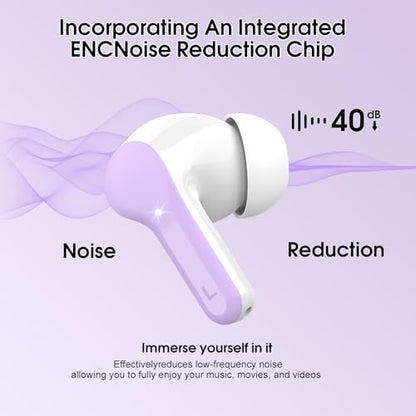 Wireless Earbuds, Bluetooth 5.4 Headphones HiFi Stereo, Bluetooth Earbuds with ENC Noise Cancelling Mic, IP7 Waterproof in Ear Earphones, 48H, LED Display Ear buds for Pad Workout Sports, Purple - color: Purple