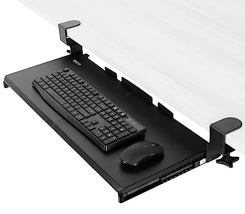 VIVO Large Keyboard Tray Under Desk Pull Out with Extra Sturdy C Clamp Mount System, 27 (33 Including Clamps) x 11 Inch Slide-Out Platform Computer Drawer for Typing, Black, MOUNT-KB05E | Keyboard Tray for Typing, Slide Out Platform, Extra Sturdy C-Clamp