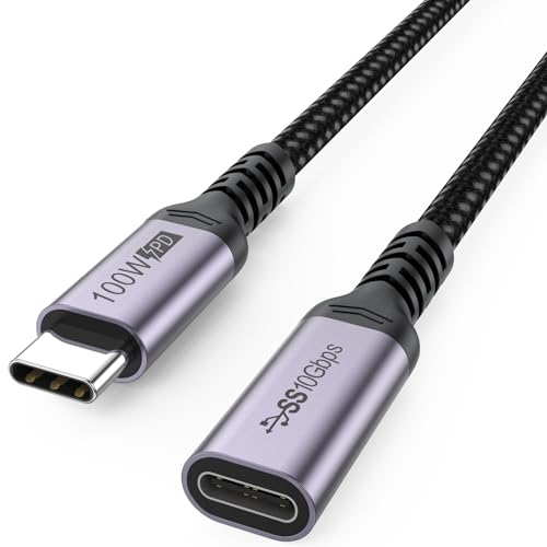 USB C Extension Cable 6.6ft, 4K@60Hz Video/10Gbps Data Transfer/100W Charging USBC 3.2 Type C Extender Cord, USB3.2 Gen2 Male to Female for Laptop Tablet Mobile Phone and More