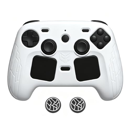 High-Elastic Silicone Protective Case for Steam Controller 2026 Anti-Slip Skin-Friendly Dustproof Anti-Scratch Shock-Absorbing Impact-Resistant Washable Full Cover Shell with 2 Joystick Caps (White) - color: White