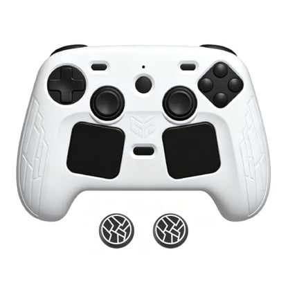 High-Elastic Silicone Protective Case for Steam Controller 2026 Anti-Slip Skin-Friendly Dustproof Anti-Scratch Shock-Absorbing Impact-Resistant Washable Full Cover Shell with 2 Joystick Caps (White) - color: White