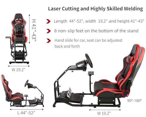 Marada Racing Sim Cockpit with Red Seat Fit for PXN, for Thrustmaster T80 T150 T300RS, for Logitech G923 G920,Steering Wheel Rig Stand,Not Include Wheel,Pedal & Shifter
