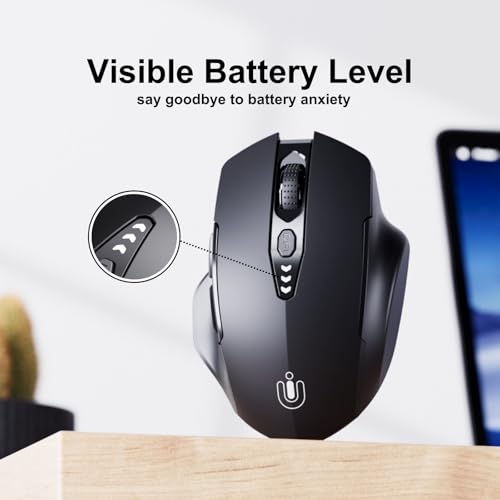 Uineer Bluetooth Mouse, Tri-Mode Wireless, Rechargeable, 3-Device Switch - color: Black