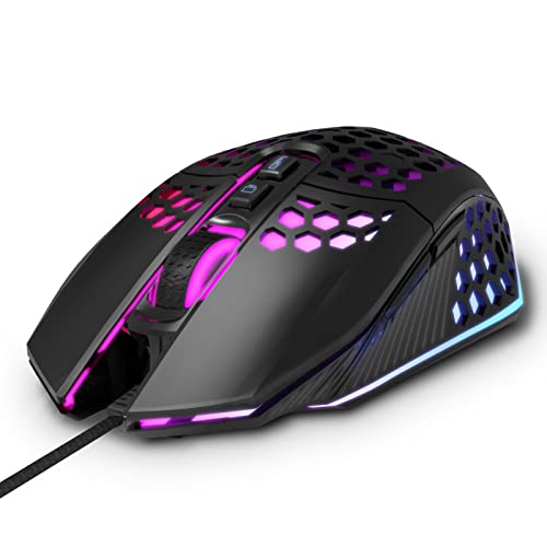 Ergonomic Gaming Mouse - USB Wired Computer Gamer Mice with 8000 DPI Adjustable/Customizable Buttons/RGB Backlit - for Windows 7/8/10/XP, Vista, Linux, PC/Mac/Laptop