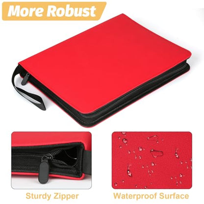 Trading Card Binder, Card Collection Binder Album Folder with 720 Side Loading Pockets, 9 Pocket Trading Card Album Folder for TGC,MTG, Baseball Cards, Yugioh - color: A-red