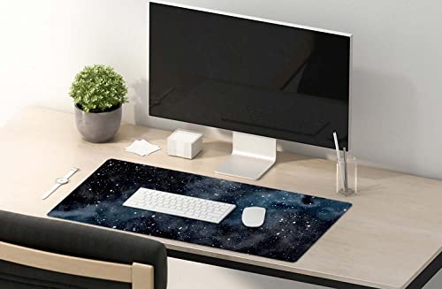 SSOIU Extended Gaming Mouse Pad (35.5x15.7 in) Dark Starry Deep Space Desk Mat, Cute Galaxy Desk Pad - color: Dark Starry Deep Space