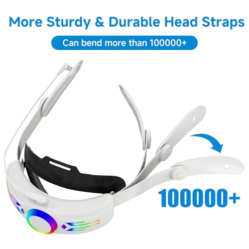 Head Strap Battery for Meta Oculus Quest 3 3S, 12000mAh Rechargeable Battery Head Strap, Adjustable Elite Strap with Battery RGB Light 8H Playtime