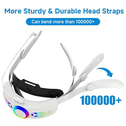 Head Strap Battery for Meta Oculus Quest 3 3S, 12000mAh Rechargeable Battery Head Strap, Adjustable Elite Strap with Battery RGB Light 8H Playtime