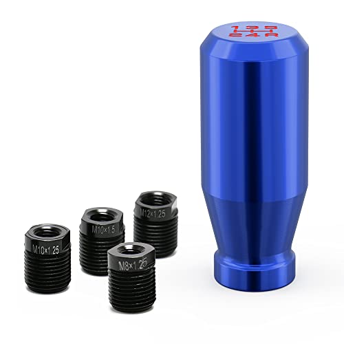 Blue 5 Speed Weighted Manual Automatic Gear Shifter Shift Knobs Lever with 4 Metal Adapters Fit Compatible with Manual Cars Most Automatic Cars - color: AAW-B-04-02