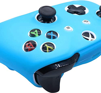 Blue Silicone Cover Skin for Xbox One S/X Controller Glow in The Dark Anti-Slip Soft Rubber Case Protector Accessories Set with 8 Glow in The Dark Thumb Grips Caps + 2 Cute Cat Paw Caps. - color: Glow Blue