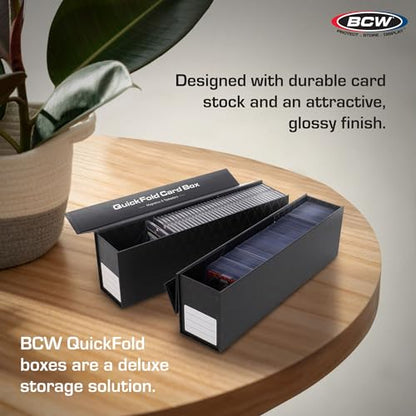 BCW QuickFold Card Boxes for Toploaders and Magnetics, Magnetic Lid, 3 Pack | Each box holds 225 toploaders or 50 magnetic holders, with quick assembly, a secure magnetic lid, and end labeling. - size: 3 Pack