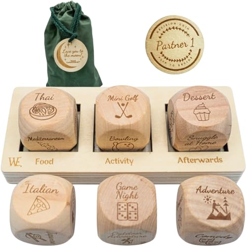 Deluxe Date Night Dice Game – 6 Dice, Decision Coin, Game Board & Carry Bag – Couples Gift for Newlyweds, Anniversary, Wedding, Bachelorette, Bridal Shower, Valentine's Day – Wife, Husband, Girlfriend - style: Deluxe Set