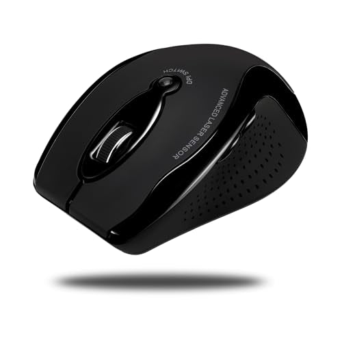 Adesso iMouse G25 Wireless Ergonomic Mouse with 3 Levels Adjustable DPI 800 1200 1600 2 Internet Navigation Buttons 2.4 GHz RF Black Right Hand Right Handed Mouse for Office Desktop PC Laptop