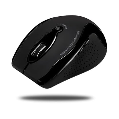 Adesso iMouse G25 Wireless Ergonomic Mouse with 3 Levels Adjustable DPI 800 1200 1600 2 Internet Navigation Buttons 2.4 GHz RF Black Right Hand Right Handed Mouse for Office Desktop PC Laptop