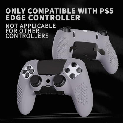 PlayVital 3D Studded Edition Anti-Slip Silicone Cover Case for ps5 Edge Controller, Soft Rubber Protector Skin for ps5 Edge Wireless Controller with 6 Thumb Grip Caps - Metallic Gray - color: Metallic Gray