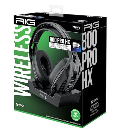 RIG 800 PRO HX Wireless Gaming Headset & Multi-Function Base Station Xbox | Officially Licensed for Xbox Series X|S, Xbox One, PC - Dolby Atmos 3D Audio - Up to 60 Hour Battery - Flip-to-Mute Mic
