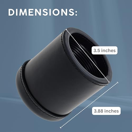 WE Games Professional Handmade Black Leather Dice Cup Set, Comes with 5 Standard Game Dice & Cloth Bag, Dice Roller for Liars Dice Farkle & Board Games, Durable Stitched Dice Cups - color: Black, size: Standard (16mm)