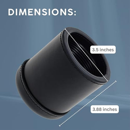 WE Games Professional Handmade Black Leather Dice Cup Set, Comes with 5 Standard Game Dice & Cloth Bag, Dice Roller for Liars Dice Farkle & Board Games, Durable Stitched Dice Cups - color: Black, size: Standard (16mm)