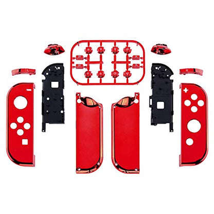 eXtremeRate DIY Replacement Shell Buttons for Nintendo Switch & Switch OLED, Chrome Red Custom Housing Case with Full Set Button for Joycon Handheld Controller - Console Shell NOT Included - color: Chrome Red