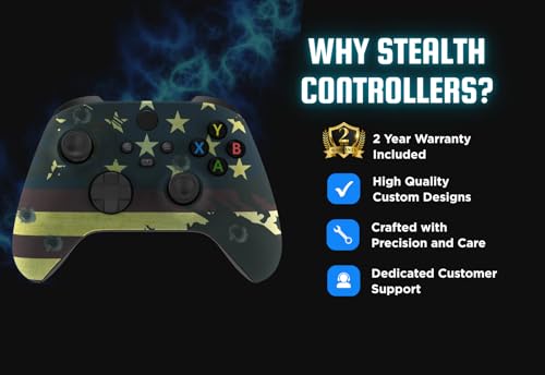 Stealth Controllers Wireless Controller for Xbox Series S, Xbox Series X, Xbox One - Soft Touch Feel - Custom Series S/X Controller (American Flag) - color: American Flag